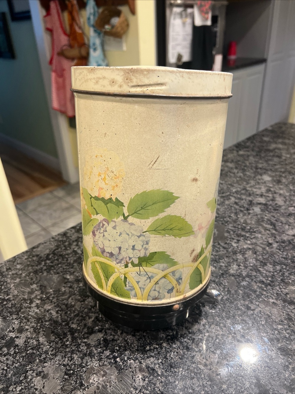 Vintage 1940s Floral Decorative Dry Goods/Coffee Dispenser~Hydrangea Design
